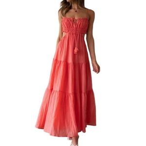 Coral Tie Front Maxi Dress